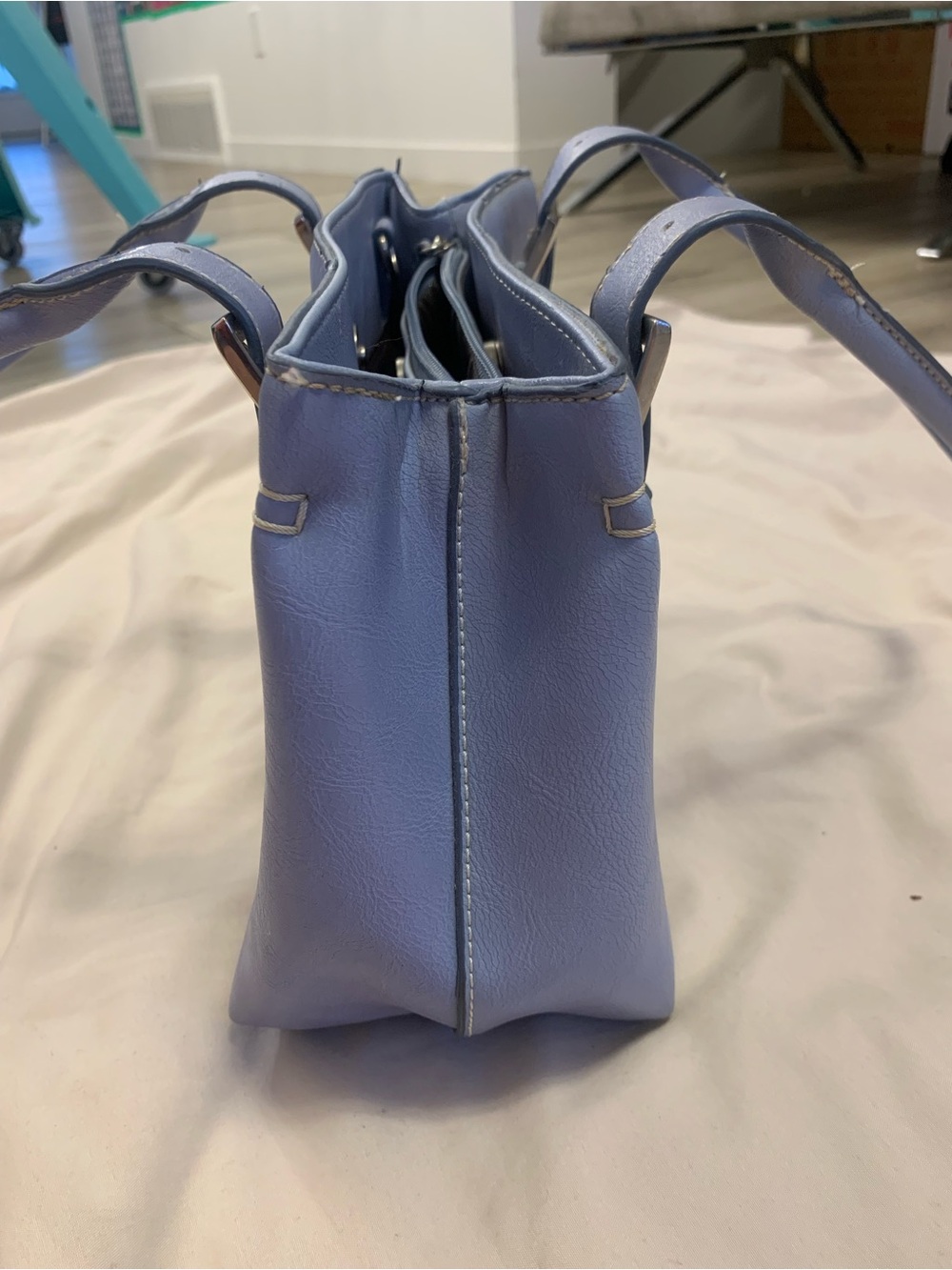 ALDO Lavender Structured Tote Shoulder Bag | Lilac Faux Leather Purse - Picture 6 of 8